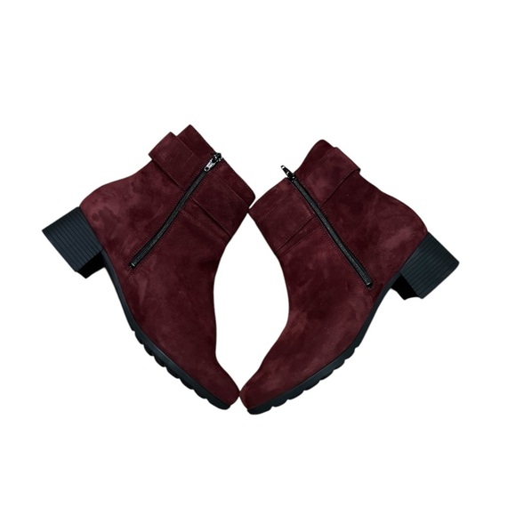Mephisto Burgundy Suede Ankle Boots with Buckle - Picture 4 of 8